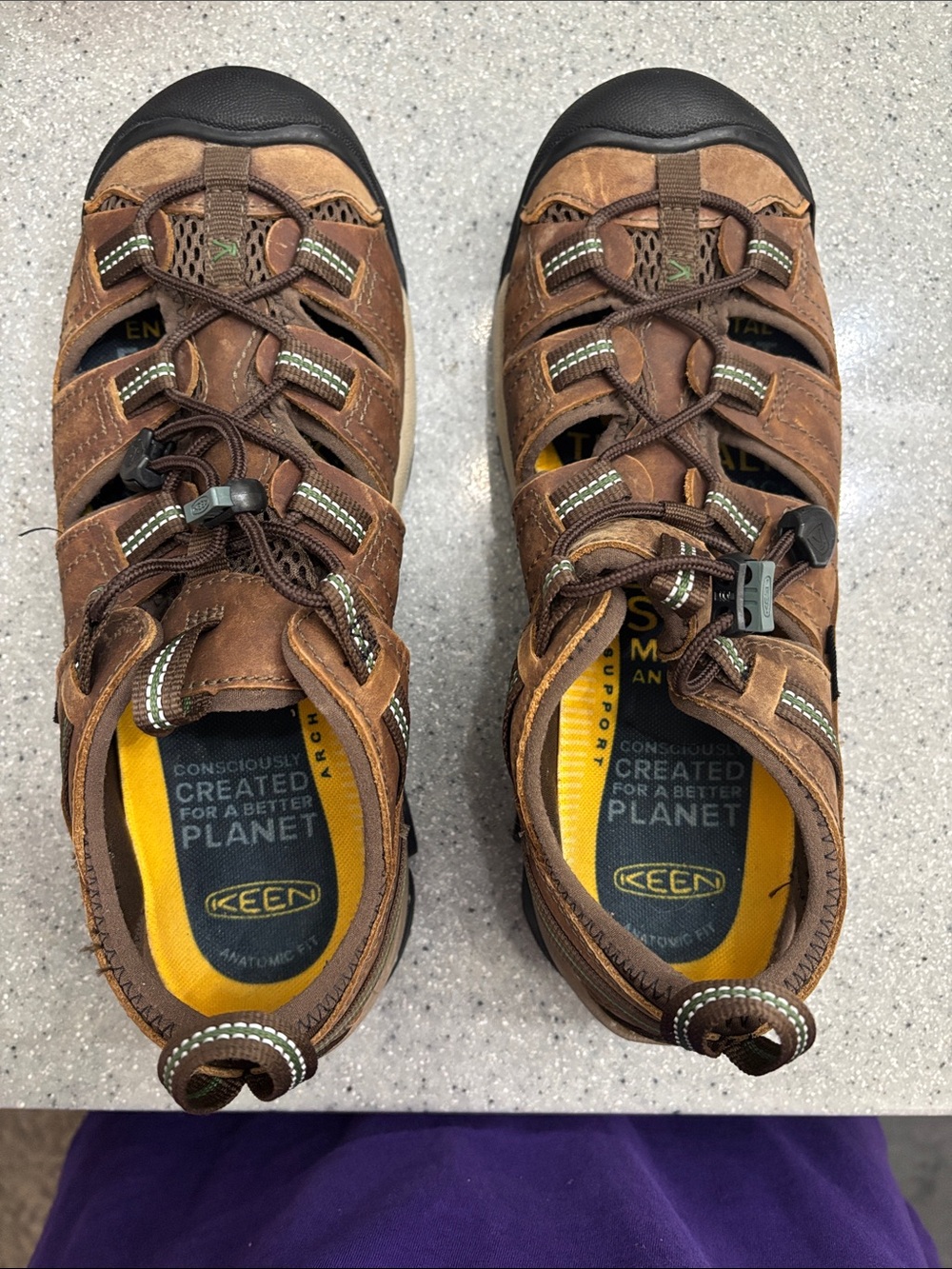 Keen Men’s Brown Leather Hiking Sandals with Black Toe